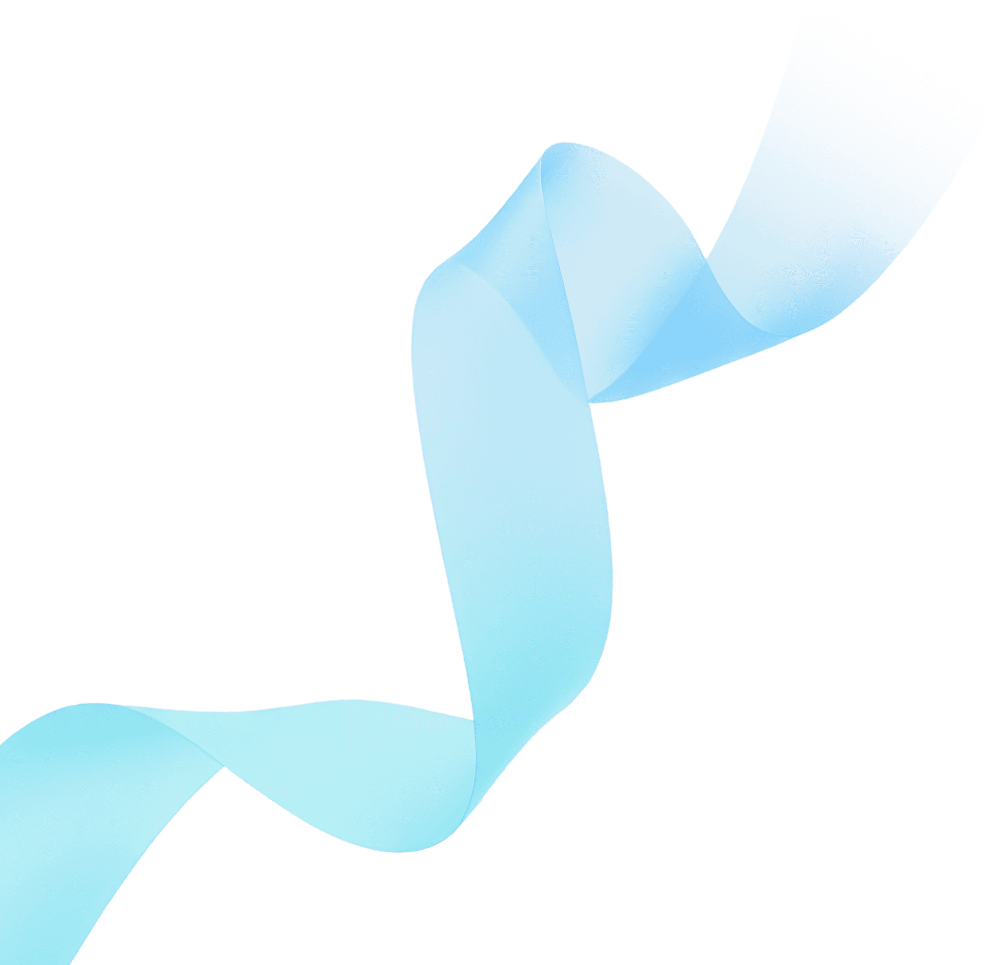 淡い水色のリボン状のデザインが黒い背景に浮かんでいる。