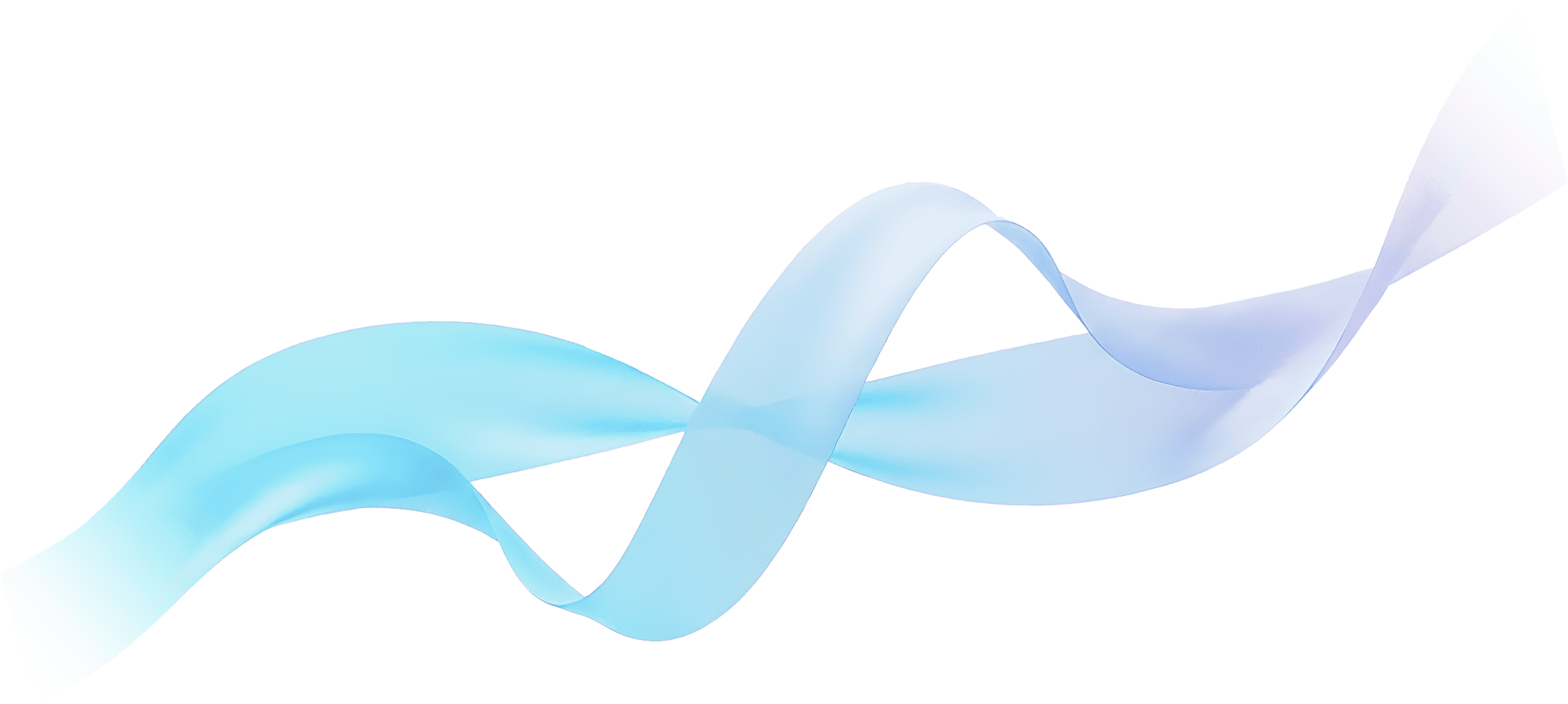 青と薄紫の流れる帯が交差している装飾的なグラフィック。