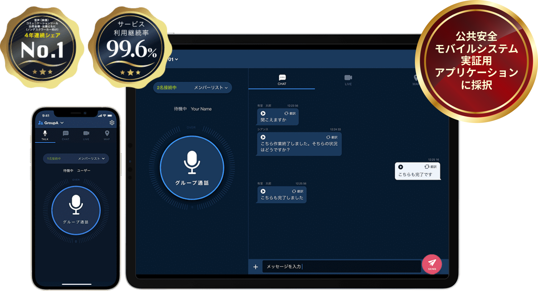 公共安全モバイルシステム実証用アプリケーションに採択
